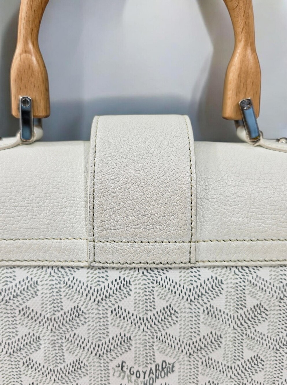 Goyard Saigon Mini Souple White Top Handle Crossbody Bag Full Set - Picture 12 of 16